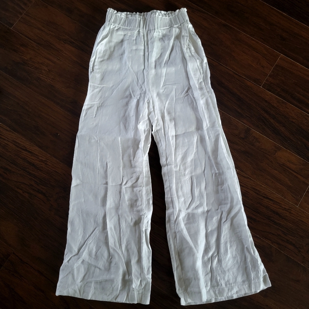 EUC Little Lies 100% Linen High Rise‎ Wide Leg Trousers Summer Beach Lounging XS